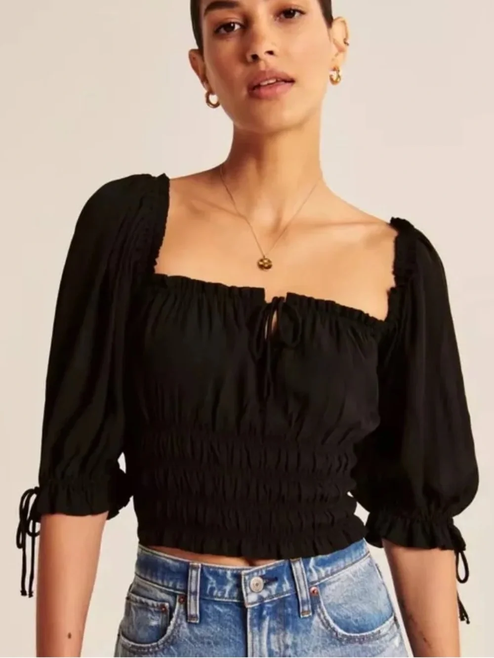 Abercrombie & Fitch Stringy Ruched Squareneck Top - NWT